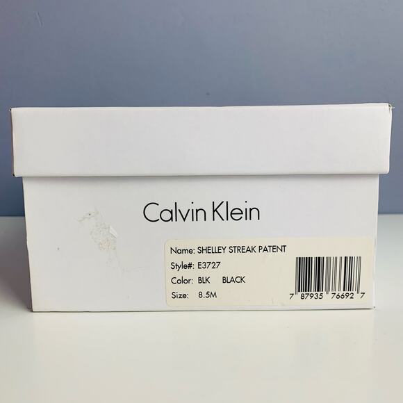 IOB Calvin Klein Shelly Streak Patent Peep Toe Wedge Size 8 1/2 - Picture 9 of 9